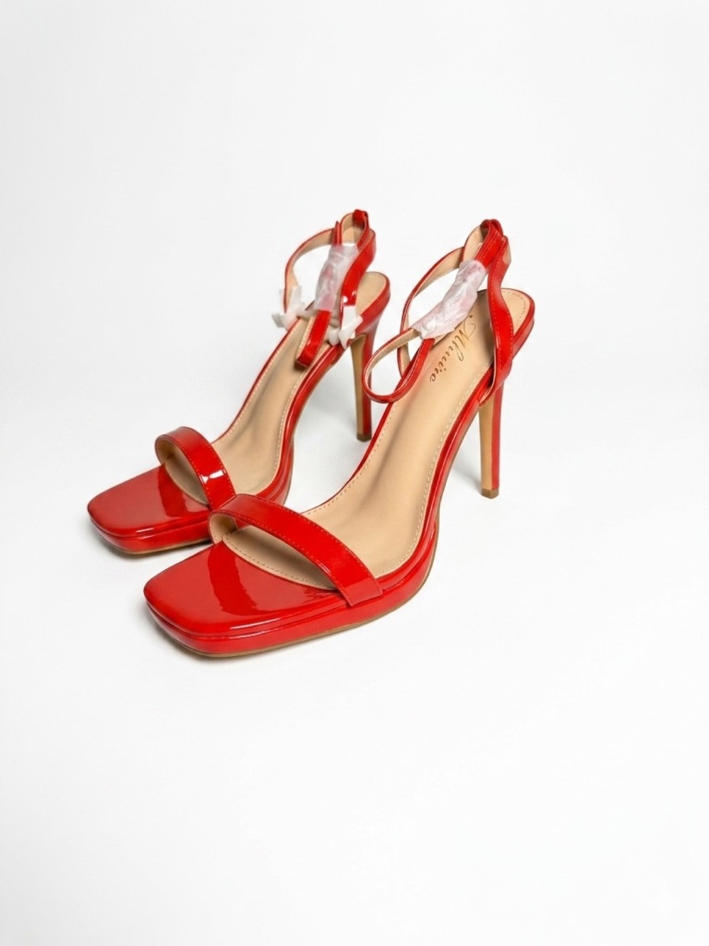 NWOB-Stiletto Strappy Heeled Sandals, 4.3 Inch Square Open Toe - Picture 4 of 4